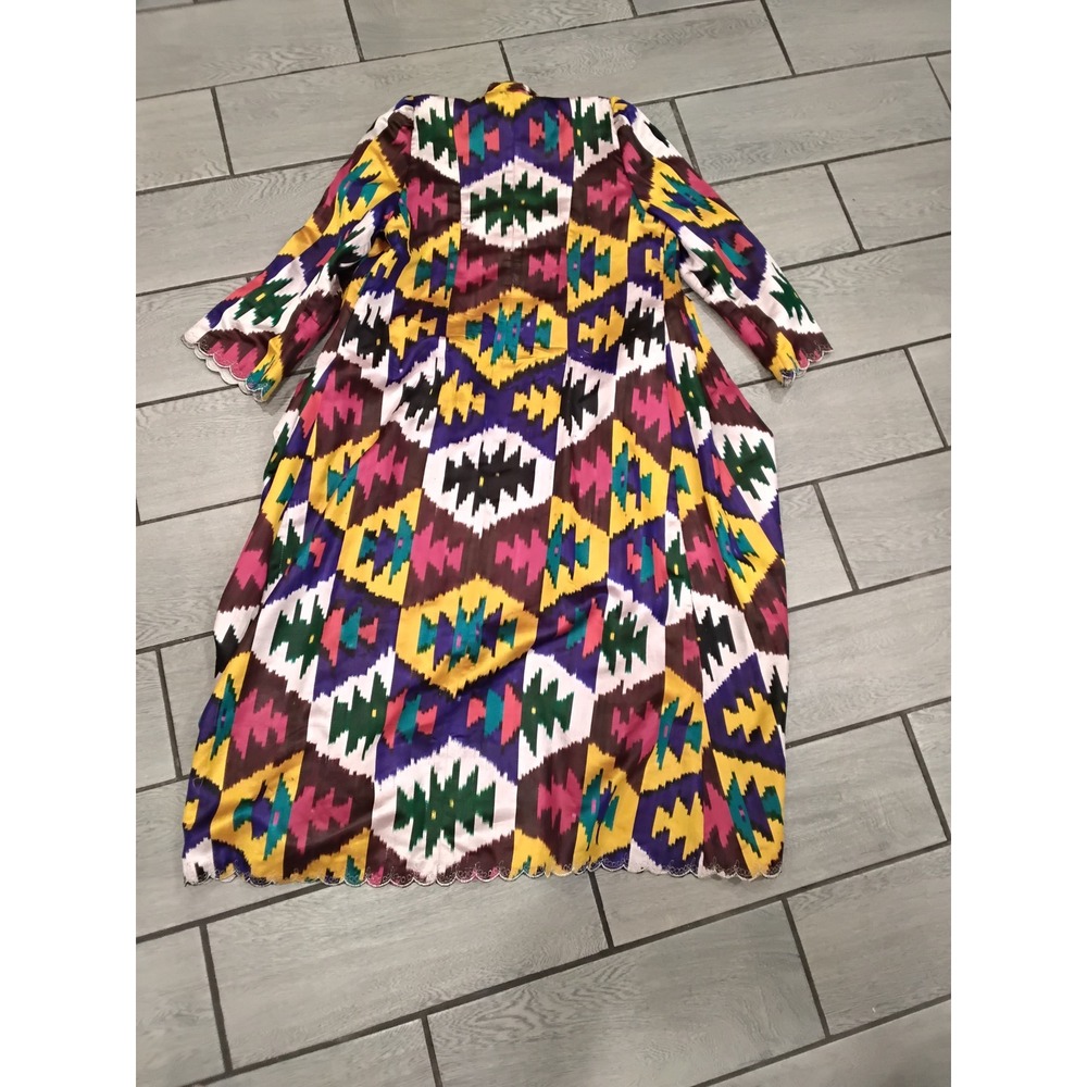 Boho Multicolor Embroidered‎ Kimono Duster Robe - Picture 6 of 7